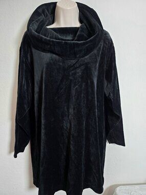 Lingerie by Nordstrom Black Velvet Cowl Neck Tunic Top NWT